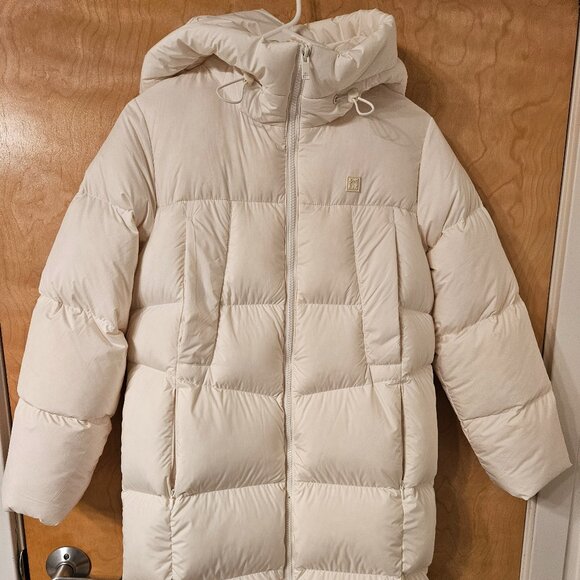 Women's  long down jacket in cream XS - Picture 7 of 9